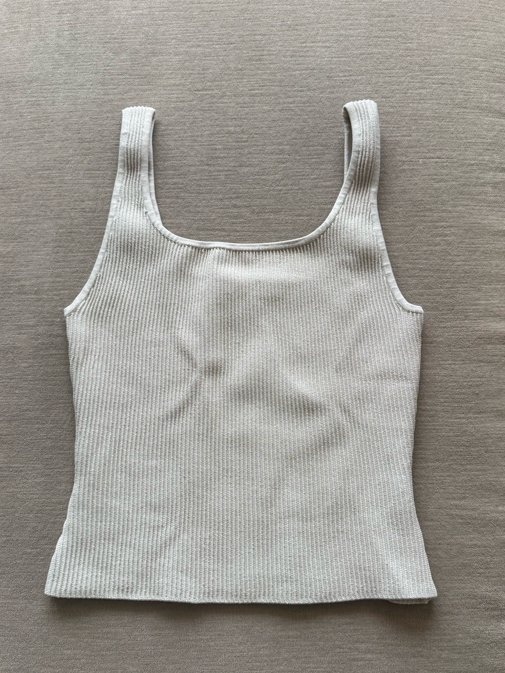 Aritzia Babaton Ribbed Square-Neck Tank - Light Beige